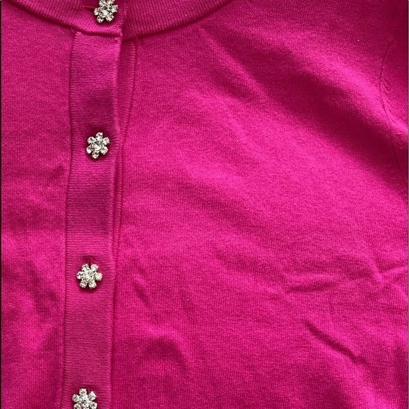 KATE SPADE HOT PINK SWEATER RHINESTONE BUTTONS - Picture 5 of 11